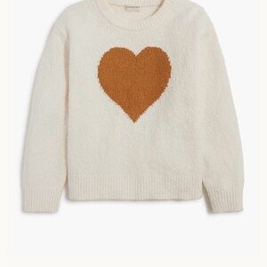 Crewcuts Cream Sweater with Brown Heart Accent